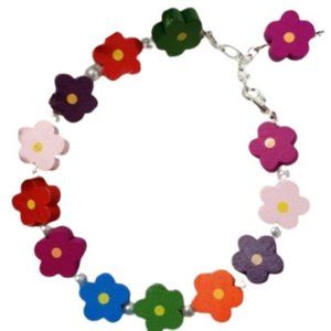 Flowers And  Real Pearls Handcrafted Beaded Braclet Made By London SAbout 7 1/2"